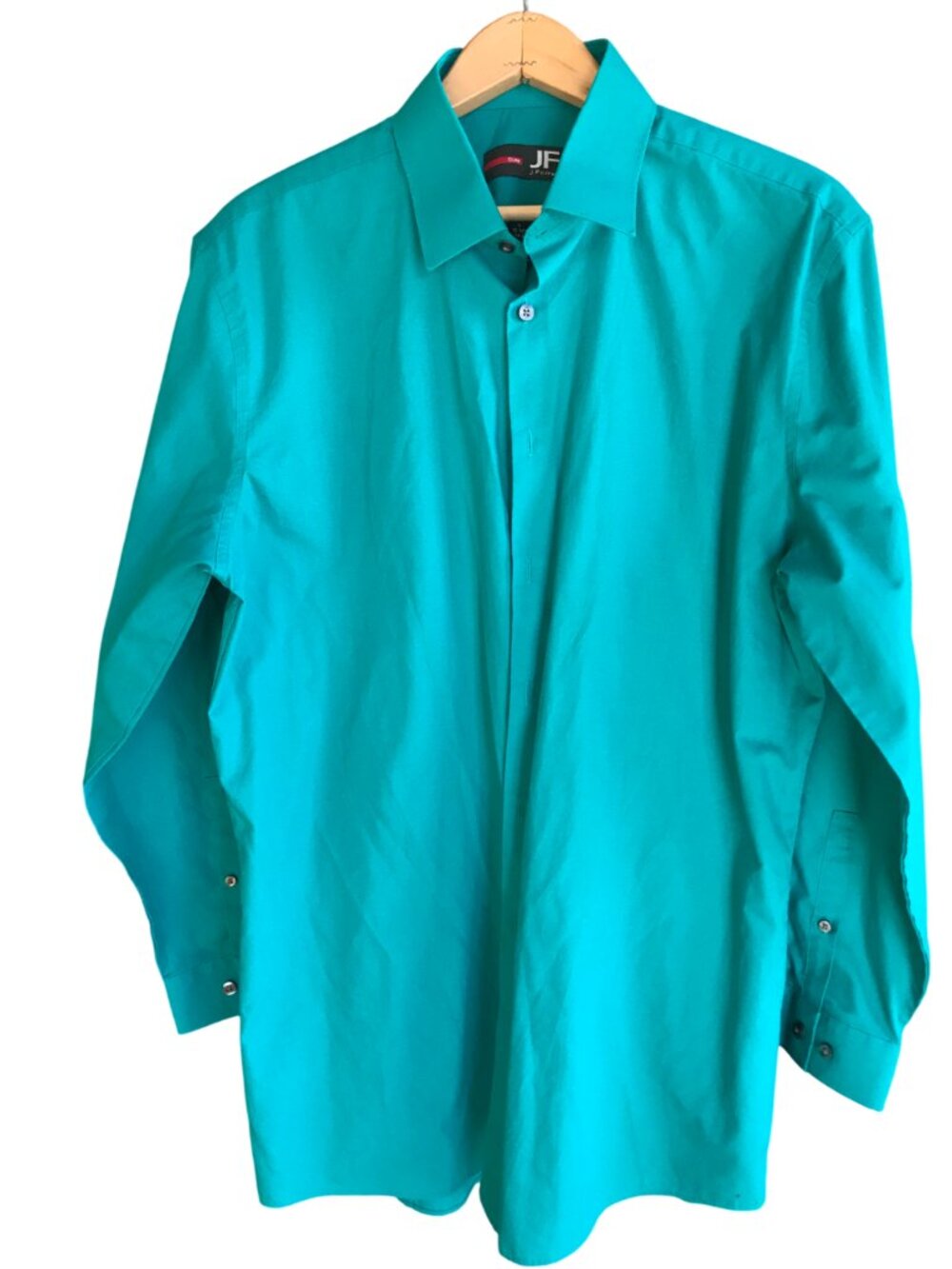 Men's Long Sleeve Button-Down Dress Shirt, J. Ferrar Slim Vibrant Teal Size L